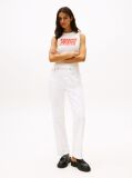 Denim High Rise Slim Straight White Jeans  Women