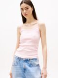 Pink Ribbed Slim Spaghetti Strap Top  Women