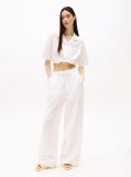 Beige Wide Leg Trousers With Linen  Women