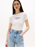 Άσπρο Slim T-Shirt Με Λογότυπο  Γυναίκες