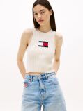 Beige Ribbed Slim Racerback Tank Top  Women
