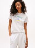 Beige Regular Crest Flag Tee  Women