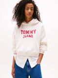 White Varsity Appliqué Logo Boxy Hoody  Women
