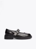 Black Leather Block Heel Mary Janes  Women