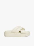 White Padded Strap Platform Slides  Women