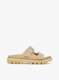 Beige Suede Double Strap Cleat Sandals  Women