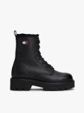 Black Leather Warm Lined Cleat Mid Boots  Women