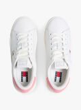White Debossed Logo Cupsole Trainers With Leather  Women