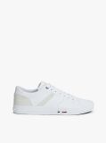 Άσπρο Δερμάτινα Sneakers Με Μίξη Υφών  Άνδρες