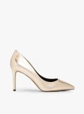 Gold Metallic Leather Pointed Stiletto Heels  Women