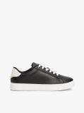 Black Essential Metallic Leather Court Trainers  Women