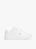 White TH Monogram Leather Court Trainers  Women