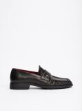 Black TH Monogram Leather Pleated Loafers  Women