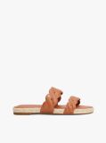 Brown Leather Embossed Espadrille Mules  Women