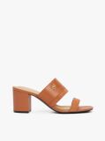 Καφέ Δερμάτινα Mules Με Block Τακούνι  Γυναίκες