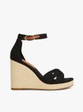 Black Canvas Espadrille High Wedge Sandals  Women