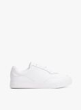 White Leather Embossed Cupsole Trainers  Women