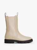 Beige Leather Cleat Mid Chelsea Boots  Women