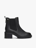 Black Leather Cleat Chelsea Boots  Women