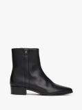 Black Leather Pointed Toe Ankle Boots  Women
