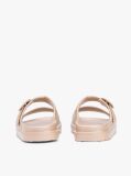 Beige Double Strap Enamel Flag Slides  Women