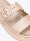 Beige Double Strap Enamel Flag Slides  Women