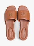Brown Leather TH Monogram Strap Mules  Women