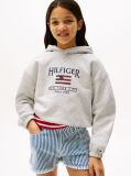 White Hilfiger Sequin Flag Relaxed Hoody  Girls