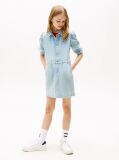 Blue Denim Puff Sleeve Dress  Girls