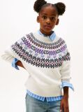 Beige Fair Isle Relaxed Balloon Sleeve Jumper  Girls