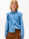 Denim Ruffle Relaxed Fit Shirt  Girls