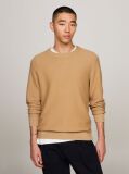 Beige Honeycomb Knit Crew Neck Jumper  Men