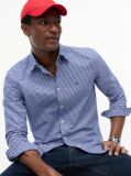 Μπλε Gingham Oxford Πουκάμισο Σε κανονική Γραμμή  Άνδρες
