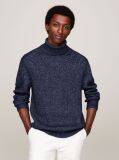 Blue Smart Casual Wool Blend Relaxed Jumper  Men