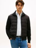Black Smart Casual Mixed Texture Zip-Thru Jacket  Men