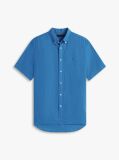 Blue Regular Fit Washed Linen Short Sleeve Shirt  Men
