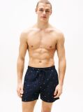 Blue Embroidery Mid Length Swim Trunks  Men
