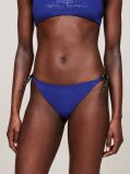 Blue Metallic String Side Tie Cheeky Bikini Bottoms  Women