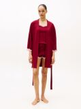 Red Essential Ribbed Lace Trim Robe  Women