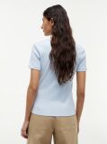 Μπλε Ριμπ T-Shirt Σε Slim Γραμμή Με Κεντητό Σημαιάκι  Γυναίκες