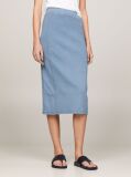 Blue Garment Dyed Ribbed Midi Pencil Skirt  Women