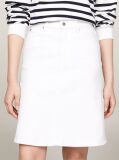 White High Rise White Denim A-Line Mini Skirt  Women