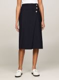 Blue Gold Button Wrap Midi Skirt  Women