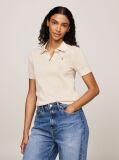 Beige Short Sleeve Polo Collar Jumper  Women