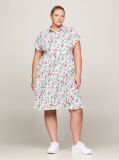 Multi Curve TH Monogram Pleated Short Sleeve Shirt Dress  Women