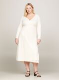 Beige Curve Slim Fit Belted V-Neck Midi Dress  Women