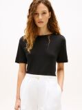 Black Stripe Boat Neck Relaxed T-Shirt  Women
