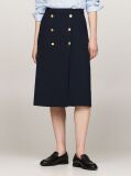 Multi Embossed Button Twill Midi Skirt  Women