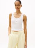 White Henley Slim Tank Top  Women
