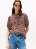 Multi Print Sheer Short Sleeve Blouse  Women